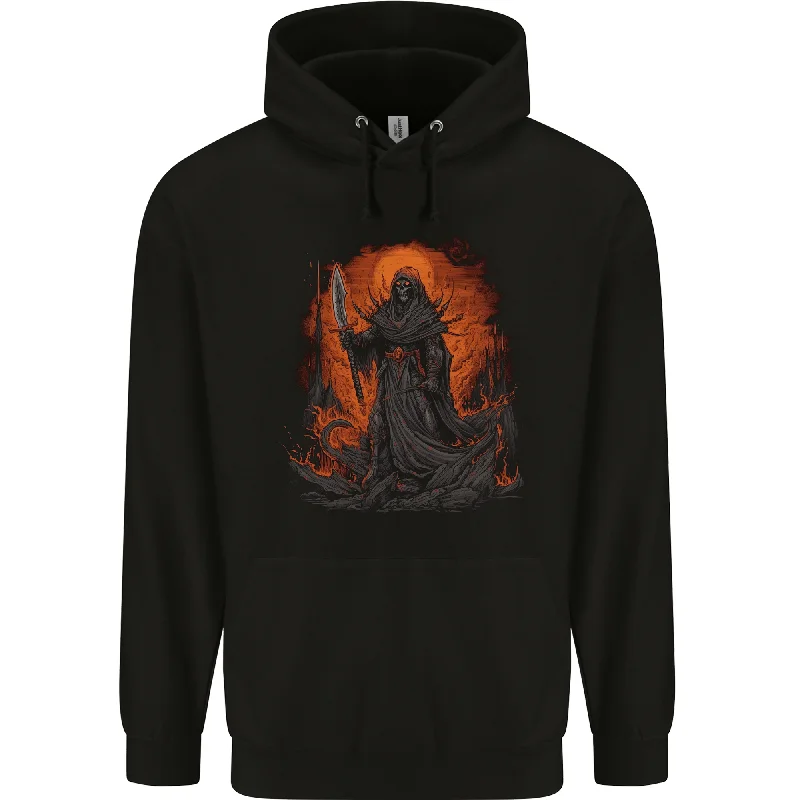 Amazing Deals The Grim Reaper in the Depths of Hell Mens 80% Cotton Hoodie