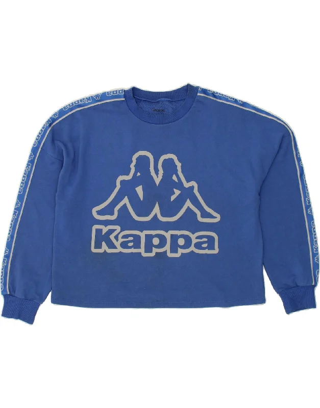 Super Sale KAPPA Womens Crop Graphic Sweatshirt Jumper UK 16 Large Blue