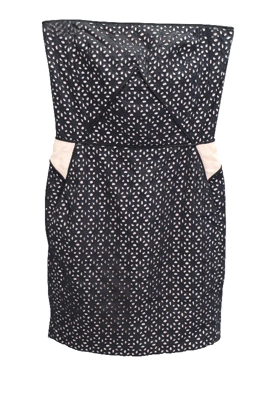 Quick Sale Maje Eyelet Tube Mini Dress in Black Cotton
