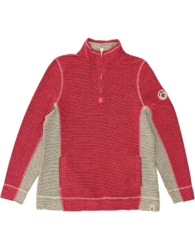 Unmissable Offer WEIRD FISH Womens Zip Neck Sweatshirt Jumper UK 16 Large Pink Colourblock