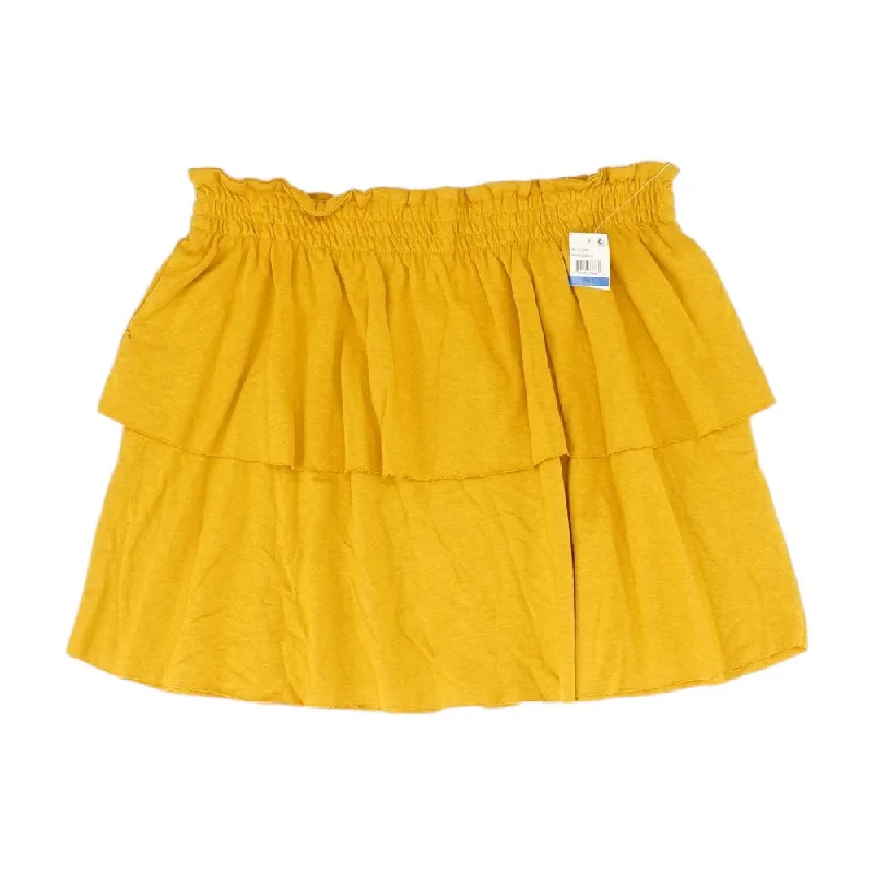 Markdowns Mustard Solid Midi Skirt