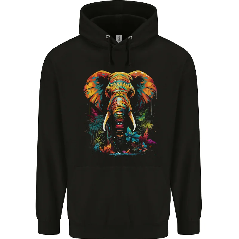 Deal Explosion Tropical Elephant Mens 80% Cotton Hoodie