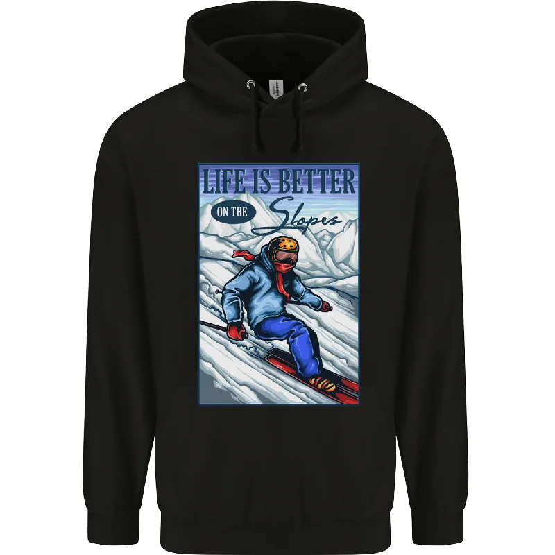 Price Drop Alert Skiing Life Better on the Slopes Ski Skier Mens 80% Cotton Hoodie