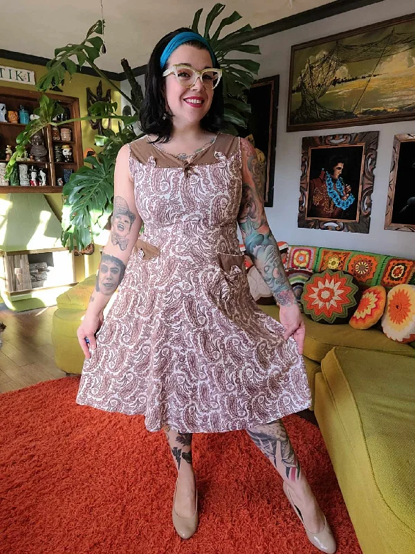 Special Buy Vintage 1950's Brown Paisley Dress
