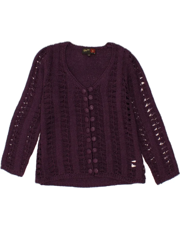 Instant Discount VINTAGE Womens Cardigan Sweater UK 14 Large Purple Acrylic