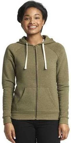 Limited Time Offer Next Level 9603 Ladies' Malibu Raglan Full-Zip Hooded Sweatshirt - Heather Militry Green
