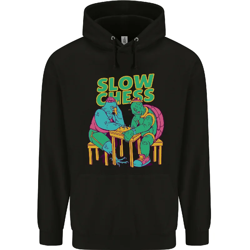 Don't Wait Slow Chess Funny Tortoise & Cock Mens 80% Cotton Hoodie