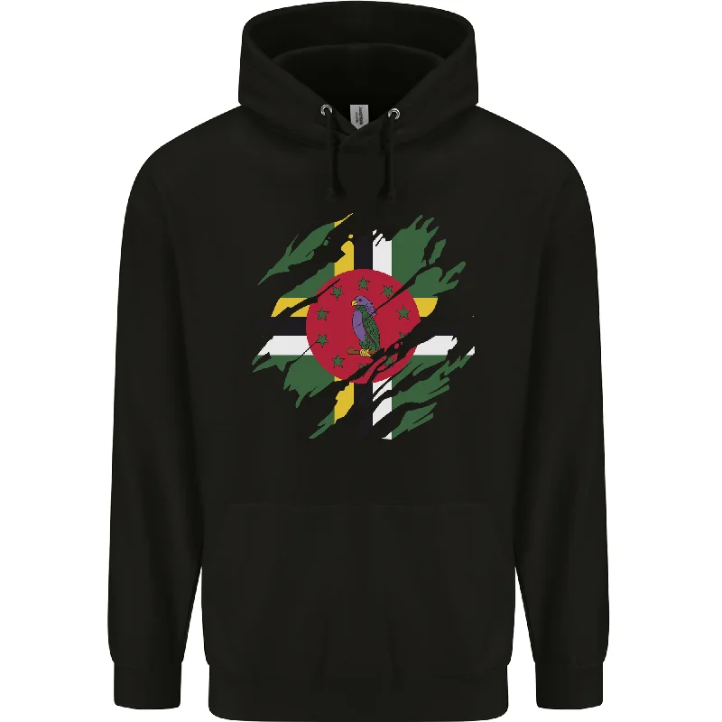 Extra Savings Torn Dominica Flag Dominican Day Football Mens 80% Cotton Hoodie
