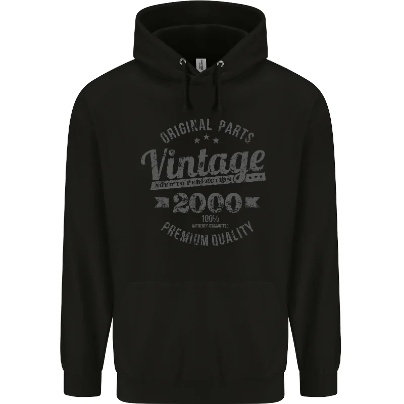 Price Reduction Vintage Year 24th Birthday 2000 Mens 80% Cotton Hoodie Black
