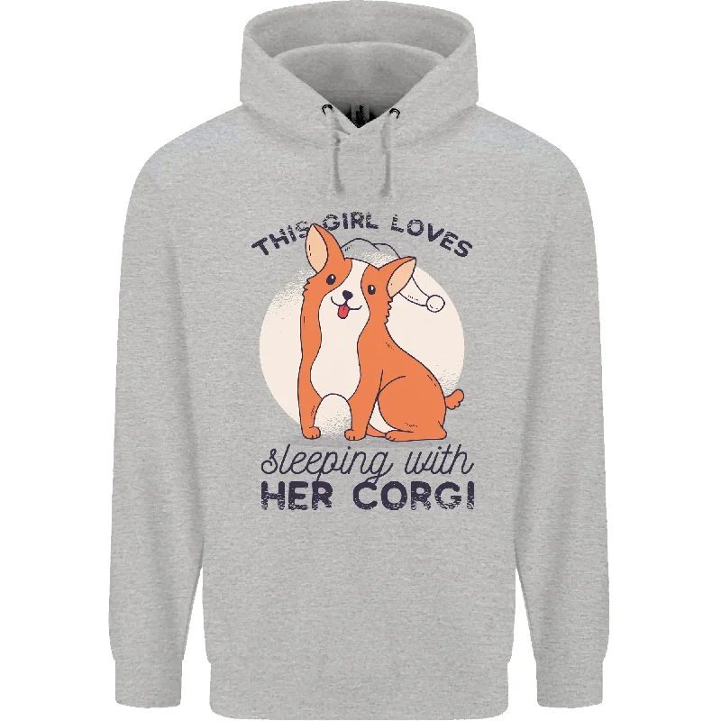 Price Drop Sleeping With Her Corgi Funny Mens 80% Cotton Hoodie