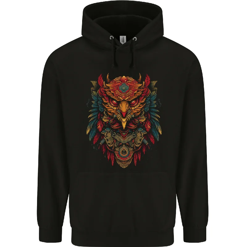 Seasonal Clearance Tribal Spirit Owl Mens 80% Cotton Hoodie