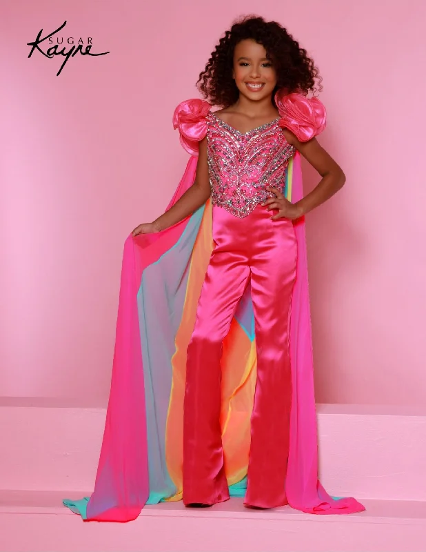 Special Promotion Sugar Kayne C335 Girls Two Piece Fun Fashion Jumpsuit Beaded Bodice Detachable Cape Pageant