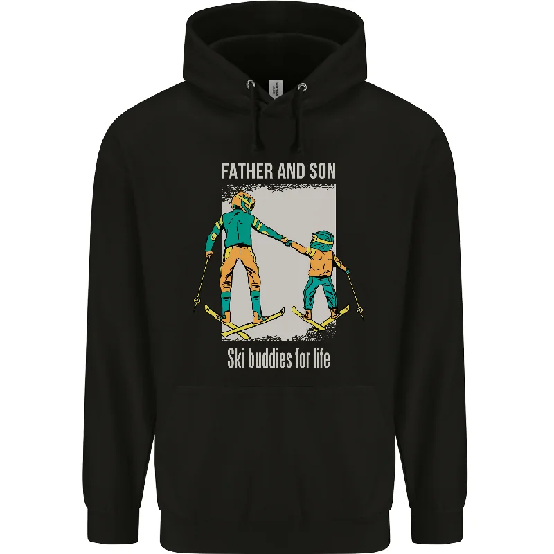Savings Event Skiing Father & Son Ski Buddies Fathers Day Mens 80% Cotton Hoodie