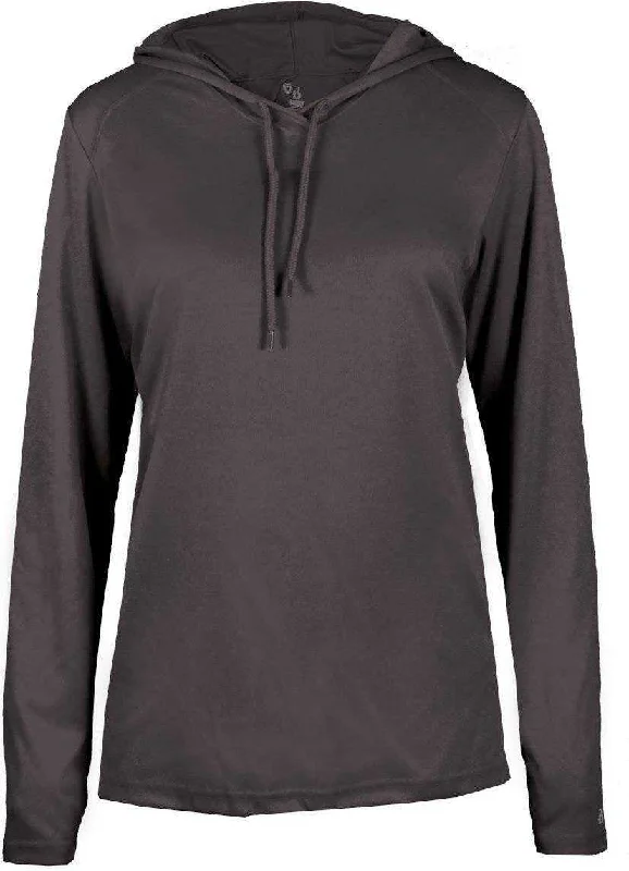 Super Deal Badger Sport 4165 B-Core Long Sleeve Ladies Hoodie Tee - Graphite