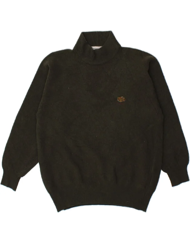 Don't Wait ICEBERG Womens Turtle Neck Jumper Sweater UK 14 Large Khaki Virgin Wool