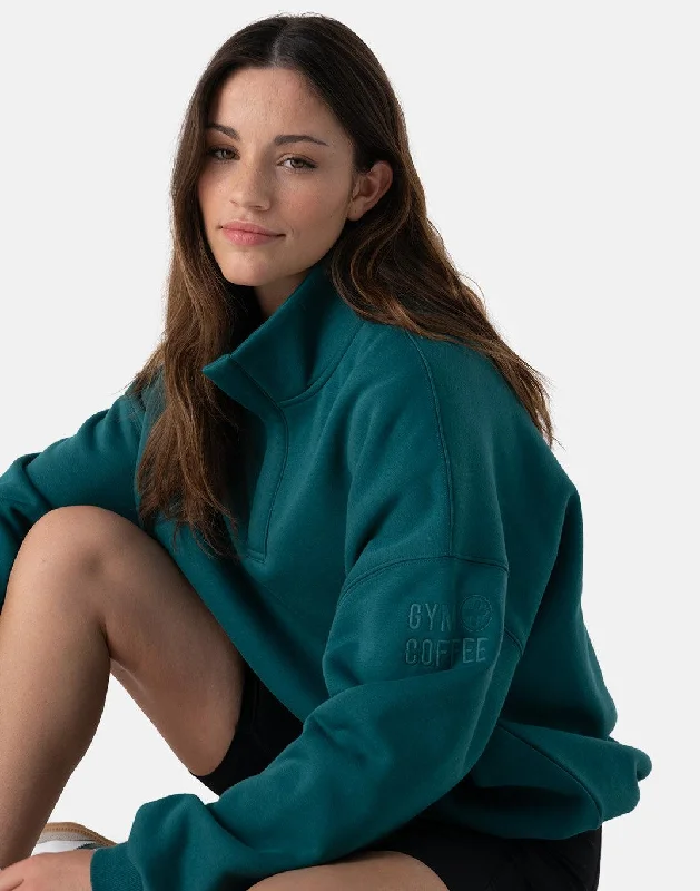 New Arrival Kin Snap Collar Sweatshirt in Teal