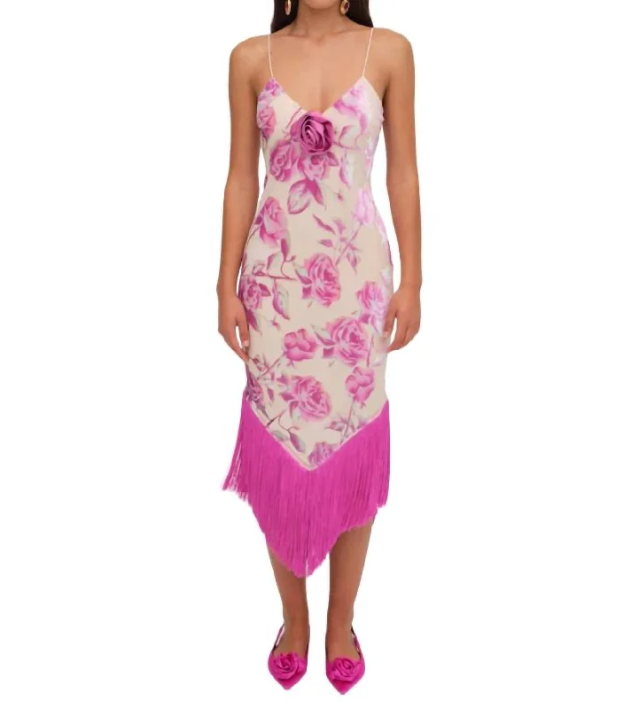 Exclusive Access Rori Fringe Midi Dress In Pink