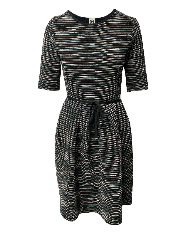 Unmissable Offer M Missoni Knit Dress with Waist Tie in Multicolor Viscose