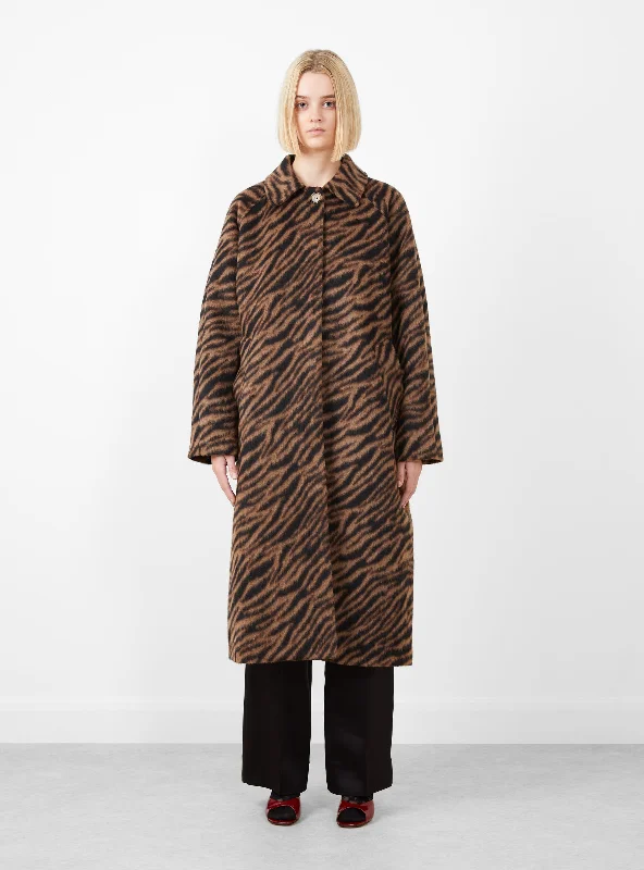 Savings Galore Alice Coat Wool Blend Jacquard Tiger Beige