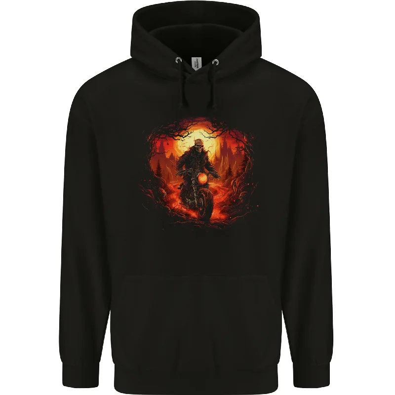 Markdowns Skull Biker Motorcycle Motorbike Grim Reaper 30 Mens 80% Cotton Hoodie