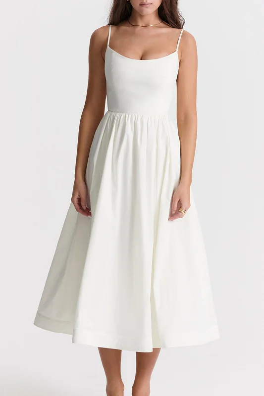Shop and Save Basic Solid Slip Midi Dress