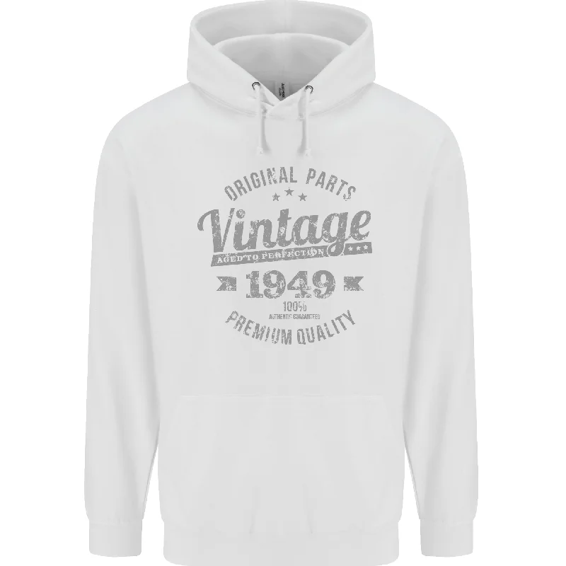 Daily Deals Vintage Year 75th Birthday 1949 Mens 80% Cotton Hoodie White