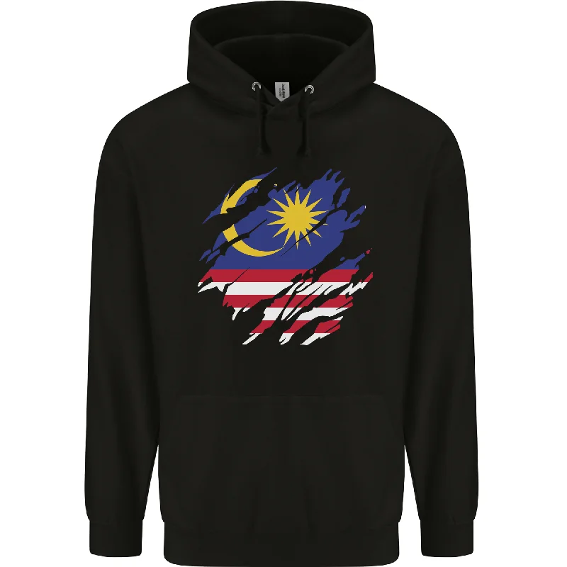Mega Sale Torn Malaysia Flag Malaysian Day Football Mens 80% Cotton Hoodie