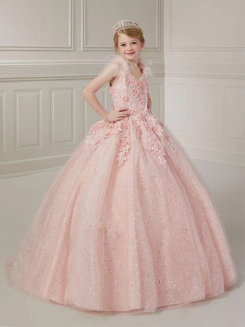 Bonus Savings Tiffany Princess 13727 Girls Pageant Dress Feather Lace Ball Gown Shimmer Sequin Corset