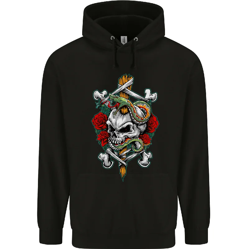 Crazy Deals Skull and Snake Biker Heavy Metal Gothic Mens 80% Cotton Hoodie