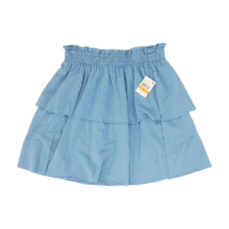 Price Reduction Blue Solid Mini Skirt