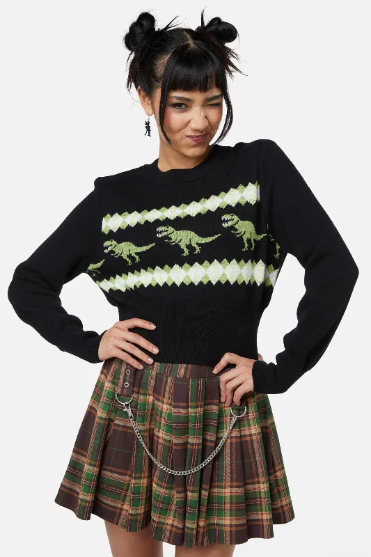 Loyalty Reward Dino Argyle Knit Jumper