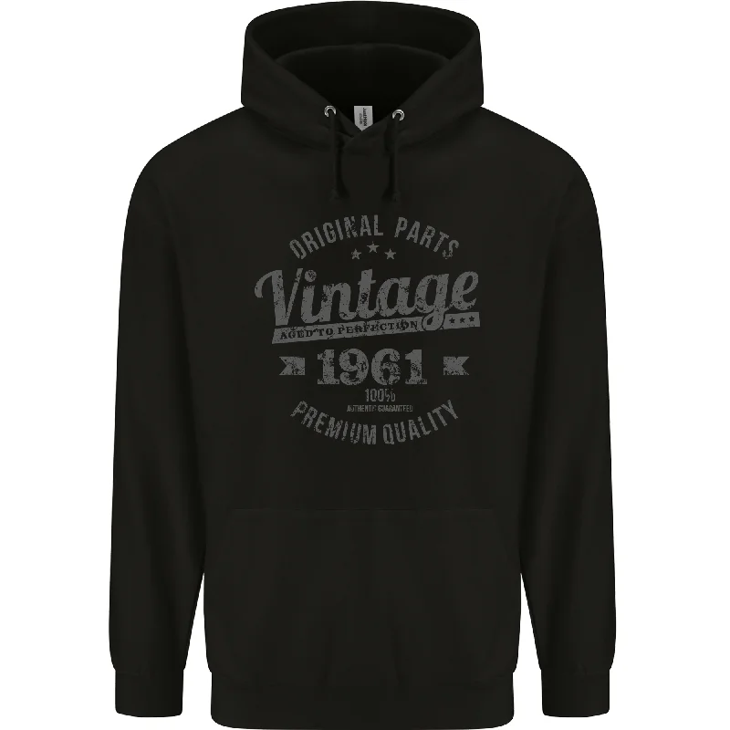 Grand Opening Sale Vintage Year 63rd Birthday 1961 Mens 80% Cotton Hoodie Black