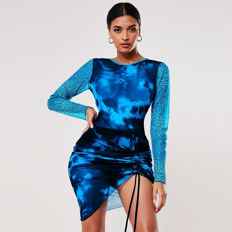 Limited Stock Fashion Print Asymmetric Short Dress