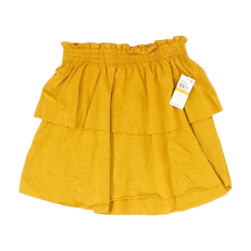 Closeout Mustard Solid Mini Skirt