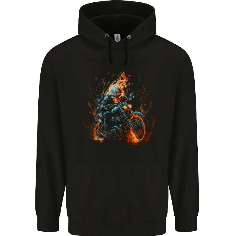 Great Deals Skull Biker Motorcycle Motorbike Grim Reaper 21 Mens 80% Cotton Hoodie