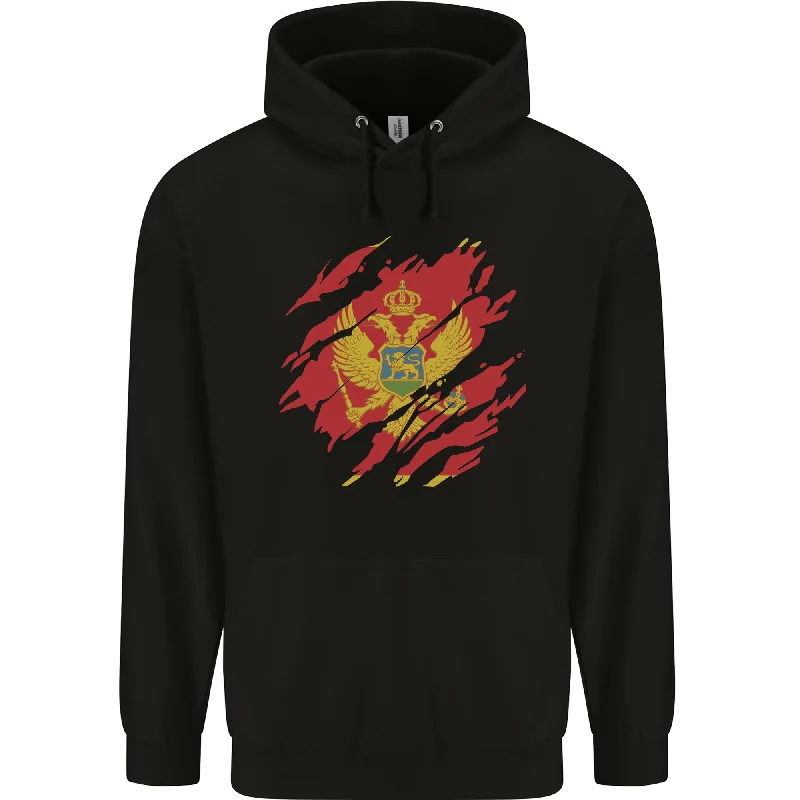 Big Discounts Torn Montenegro Flag Montenegrin Day Football Mens 80% Cotton Hoodie