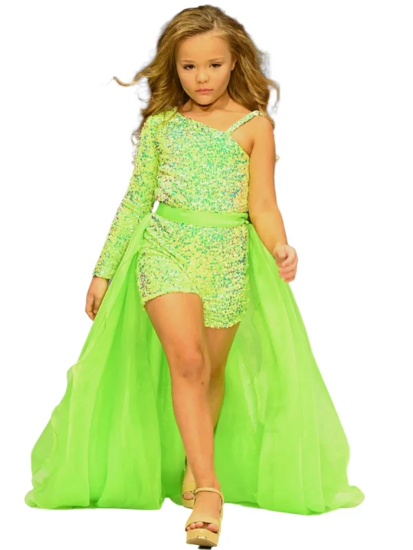 Hot Deal Ashley Lauren Kids 8067 Size 4, 8, 14 Neon Green Girls Organza Overskirt with Wire Hem Fun Fashion Pageant Girls Hot Deal Ashley Lauren Kids 8067 Size 4, 8, 14 Neon Green Girls Organza Overskirt with Wire Hem Fun Fashion Pageant Girls