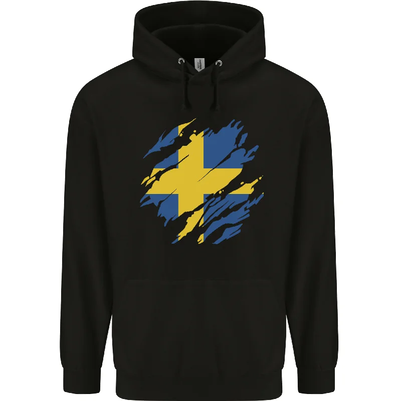Unbeatable Prices Torn Swedish Flag Sweden Day Football Mens 80% Cotton Hoodie