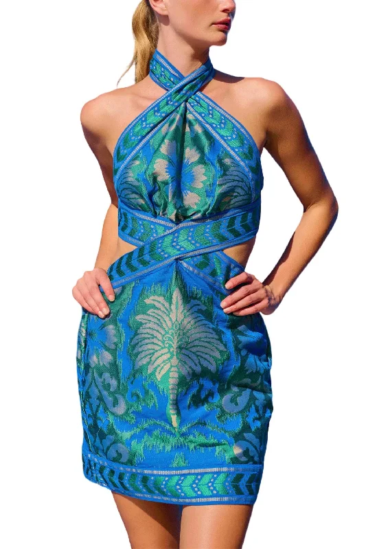 Discount Days Blane Halter Dress In Blue