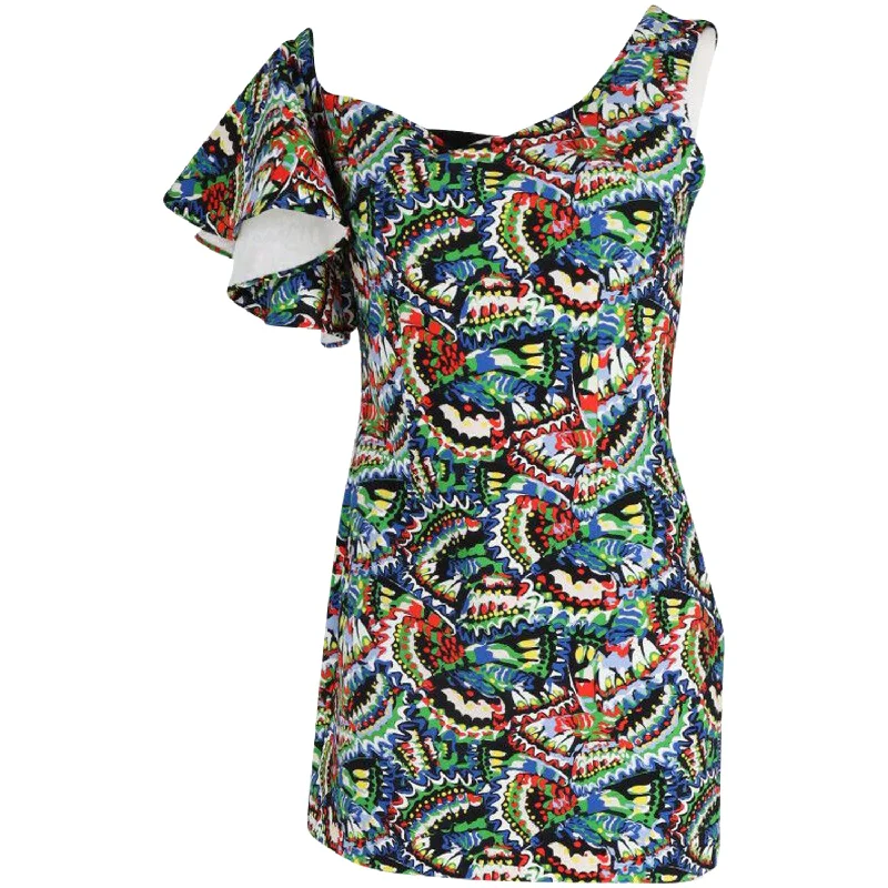 Year-End Sale Saloni Greta One Shoulder Mini Dress In Multicolor Polyester