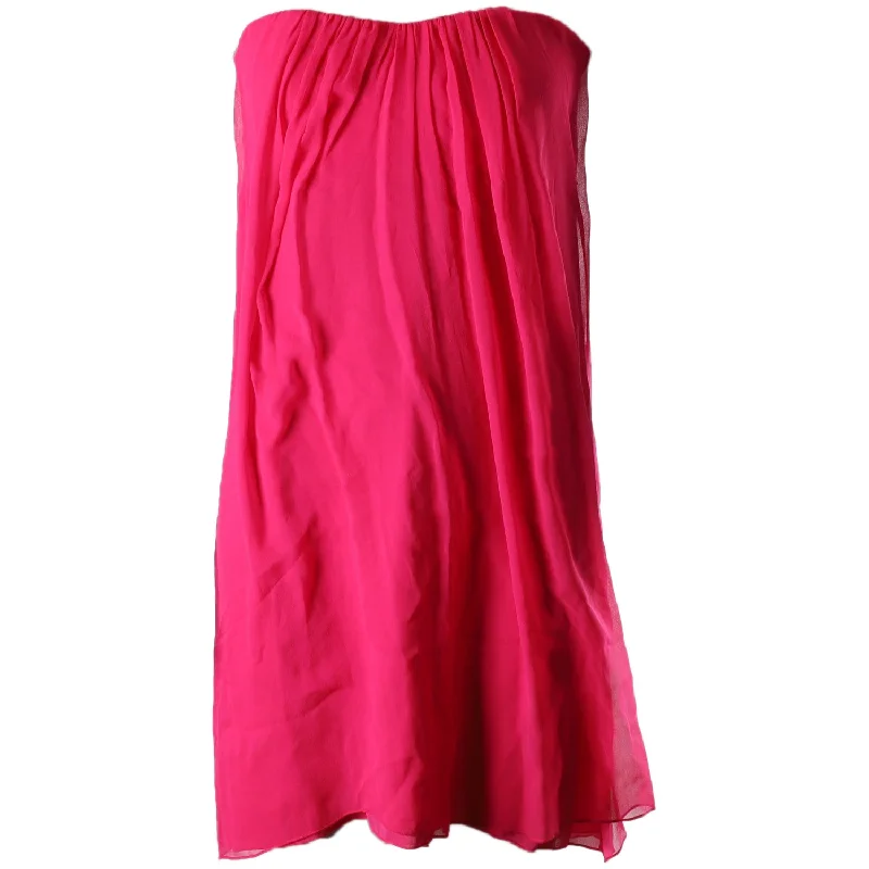 Buy More, Save More Alice & Olivia Strapless Gathered Mini Dress in Pink Silk