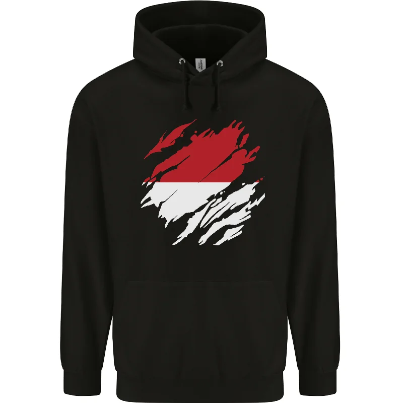 YEAR-End Clearance Torn Indonesia Flag Indonesian Day Football Mens 80% Cotton Hoodie