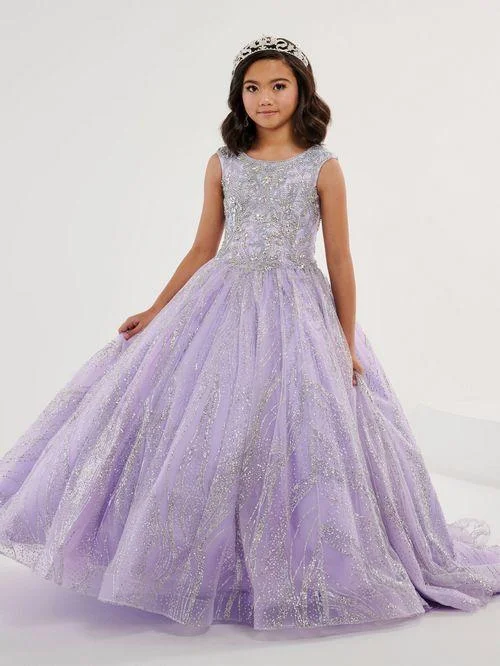 Can't Miss Tiffany Princess 13575 Girls Pageant Dress Crystal Glitter Ball Gown High Neck Crystal A Line