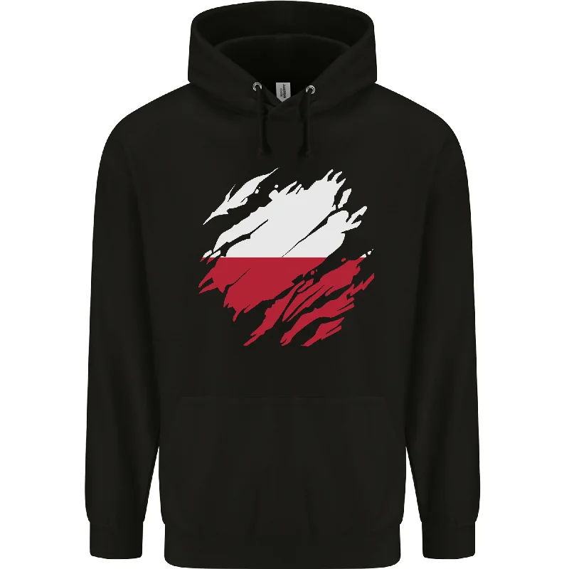 Instant Discount Torn Poland Flag Polish Day Football Mens 80% Cotton Hoodie