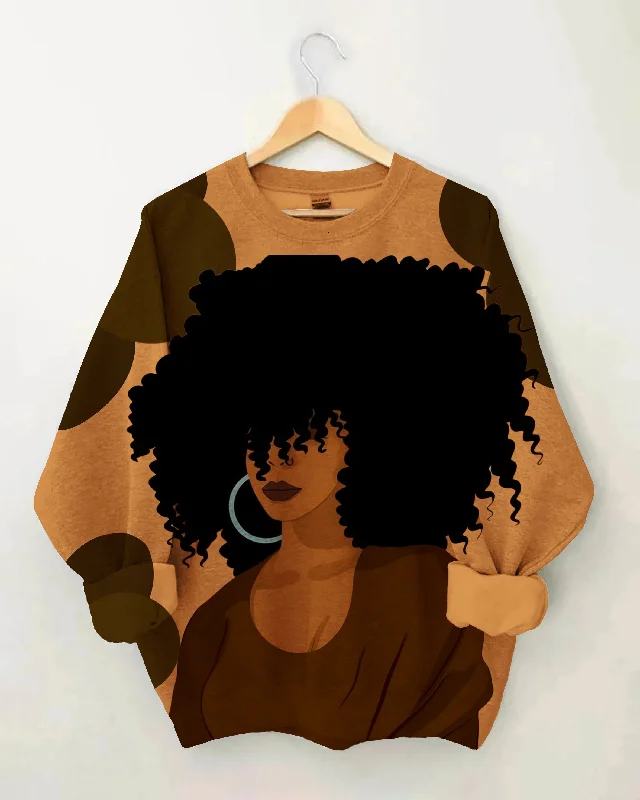 New Markdowns Women's Black History Queen Vintage Long Sleeve  Sweatshirt