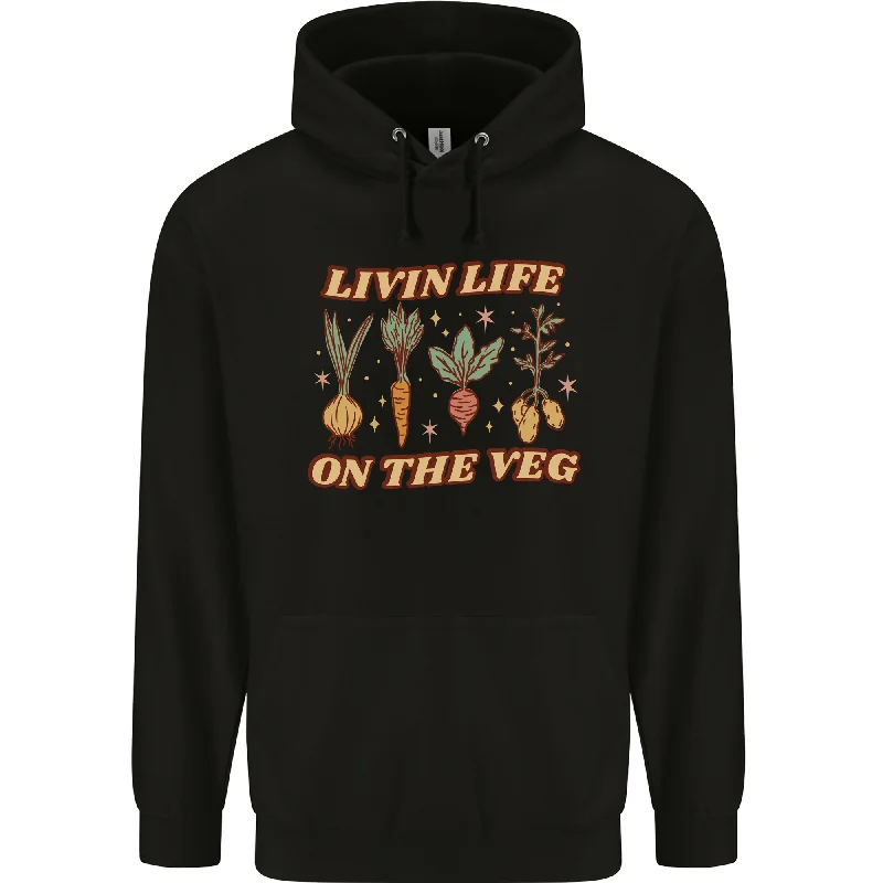 Hot Deal Vegan Living Life on the Veg Vegetarian Mens 80% Cotton Hoodie