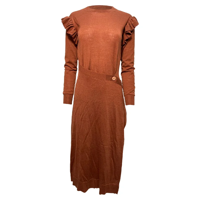 Stock Up and Save Ulla Johnson Leo Midi Dress in Brown Wool