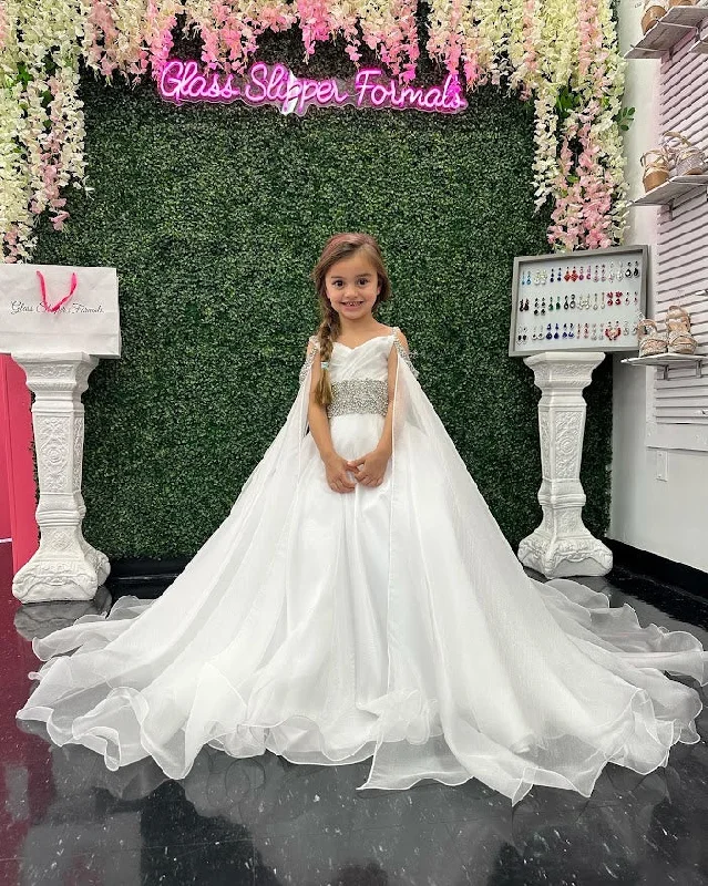 Hurry In Ava Presley Little Girls 27731 Girls Pageant Dress Off White Chiffon Ball Gown size 2