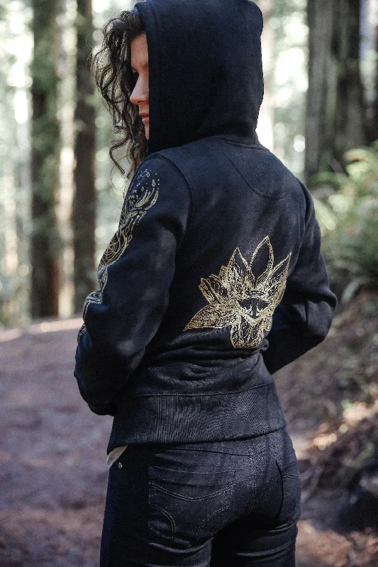 Exclusive Savings Lotus Zip Up - Organic Cotton/ Recycled Poly Heavyweight Fleece Sacred Geometry Graphic Women's Hoodie