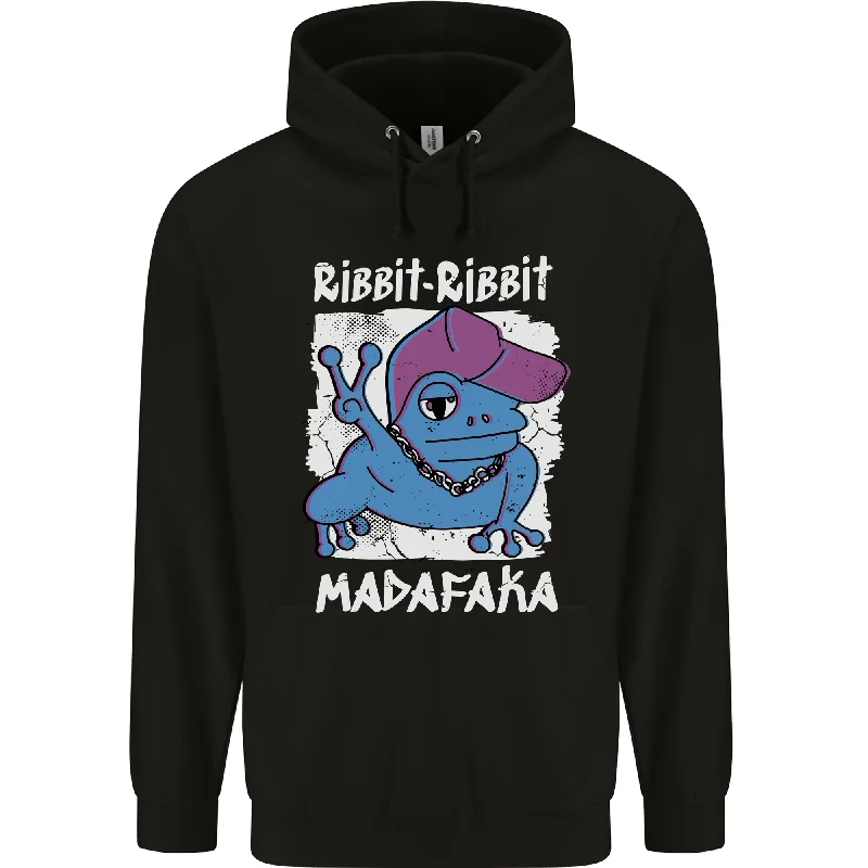 Season Finale Sale Ribbit Madafaka Funny Gangster Frog Mens 80% Cotton Hoodie